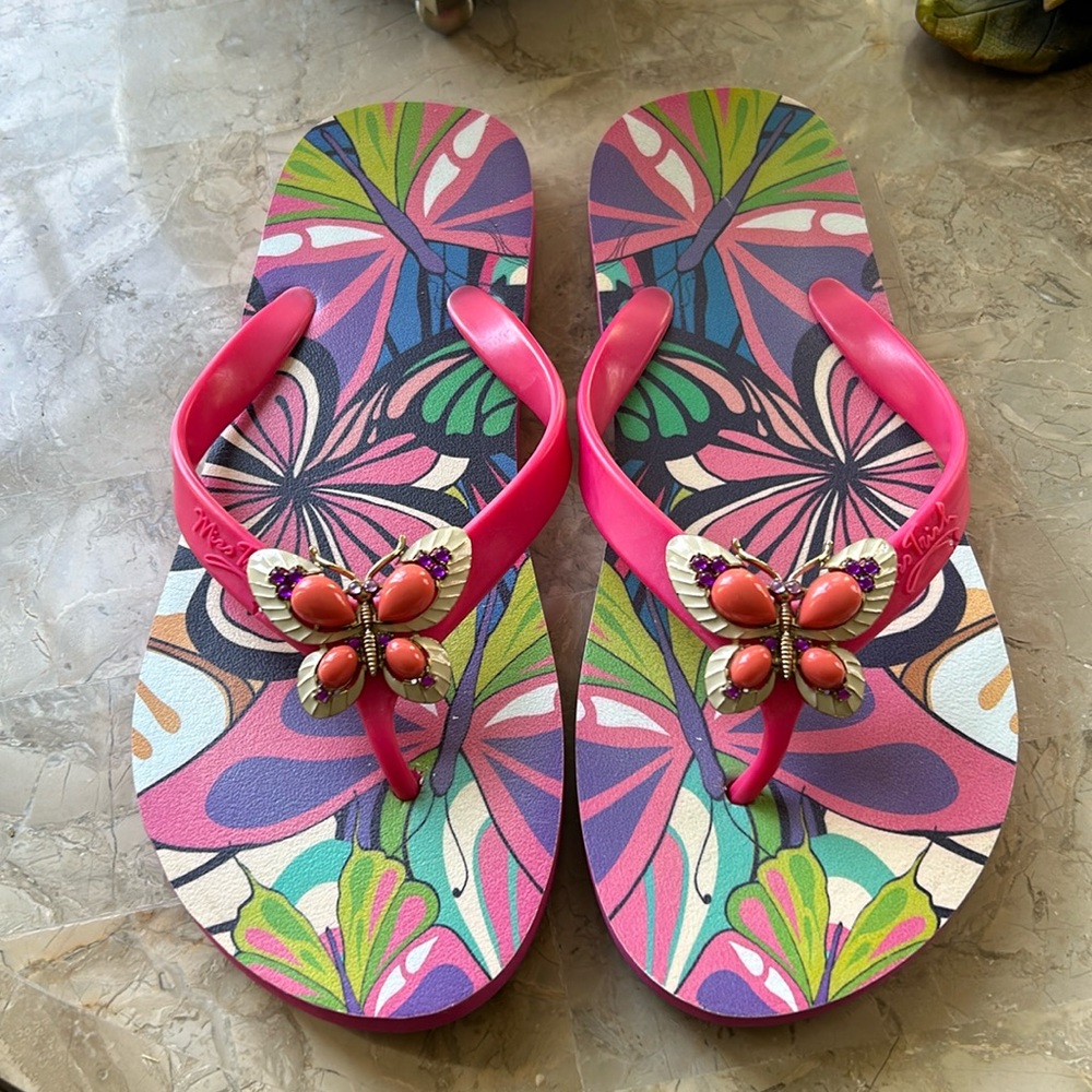Very colorful Miss Trish flip flops